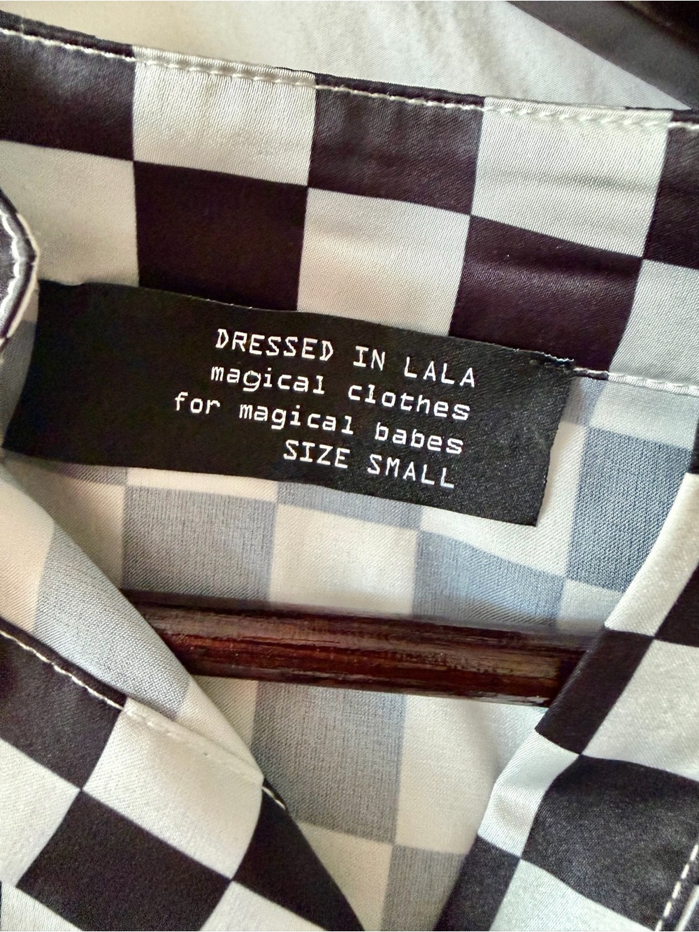 Dressed in LALA Satin Playsuit in Checkerboard Size Small - Picture 4 of 4